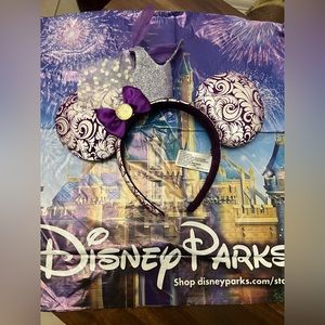 Disney Parks Minnie Mouse Ear Headband - Crown and Feathers Jubilee Purple Ears
